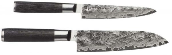 Satake Kuro knivset i två delar, Santoku-kniv (18cm) och Petty-kniv (15 cm)