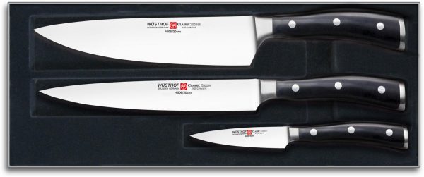 Wüsthof Classic Ikon Knivset 3 delar Svart