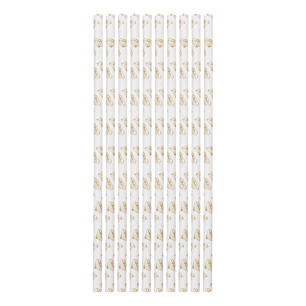 Papperssugrör Guld Diamanter - 10-pack Papperssugrör Guld Diamanter - 10-pack