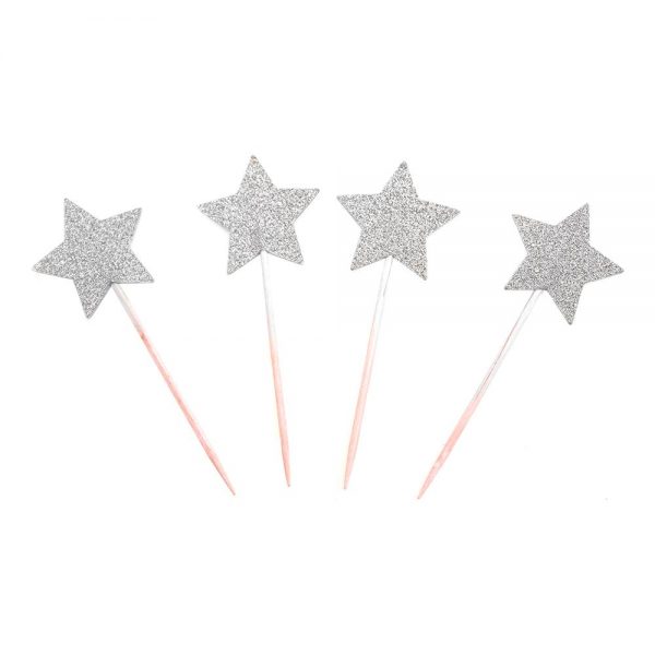 Partypicks Silverstjärna - 20-pack