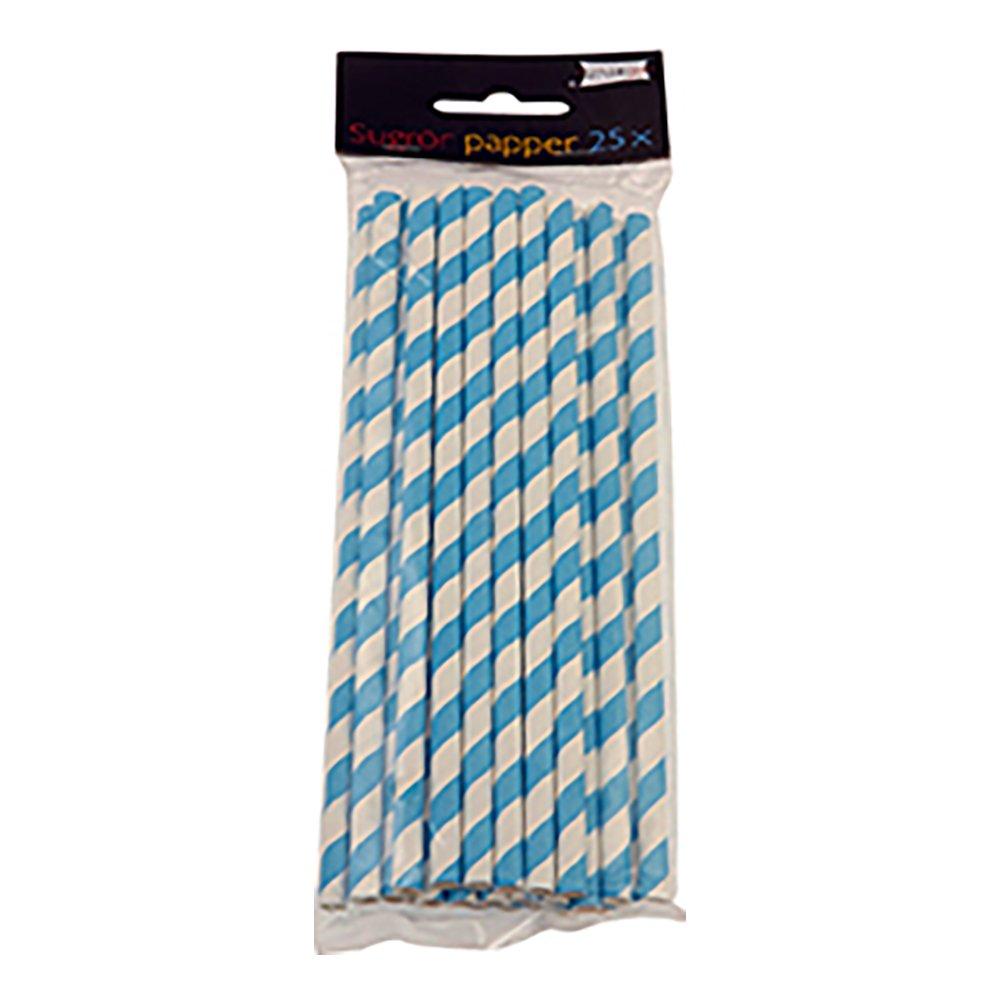 Papperssugrör Randiga Blå/Vit - 25-pack Papperssugrör Randiga Blå/Vit - 25-pack