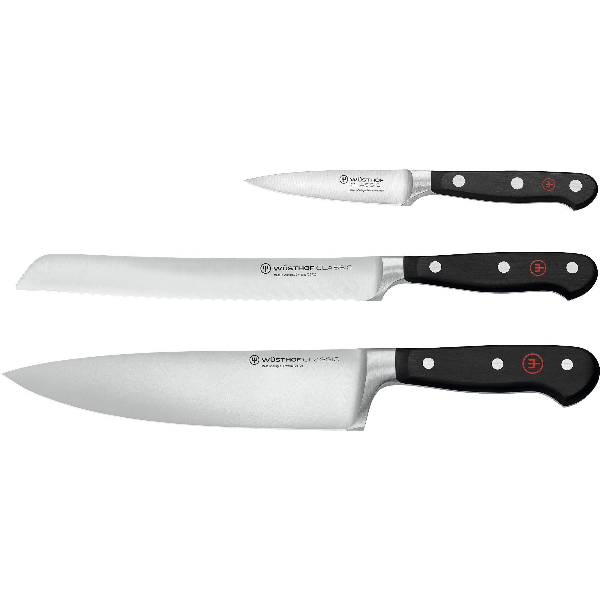 Wüsthof Classic Knivset 3 delar, Kockkniv + Brödkniv + Skalkniv Wüsthof Classic Knivset 3 delar, Kockkniv + Brödkniv + Skalkniv