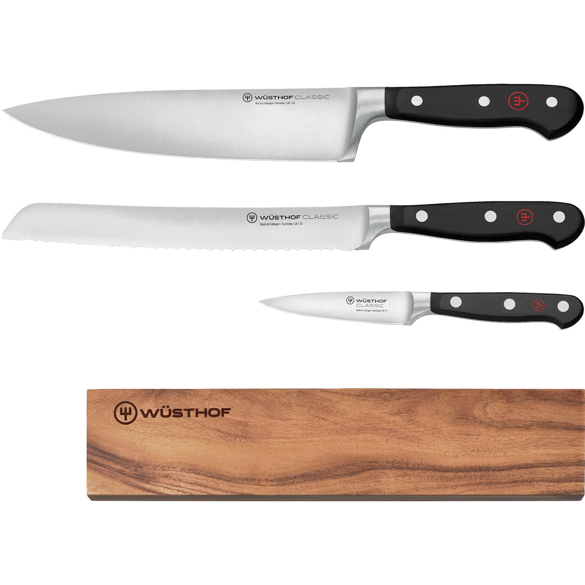 Wüsthof Classic Knivset 3 st och magnetlist Wüsthof Classic Knivset 3 st och magnetlist