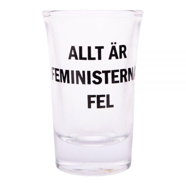 Snapsglas med Text - Allt är feministernas fel